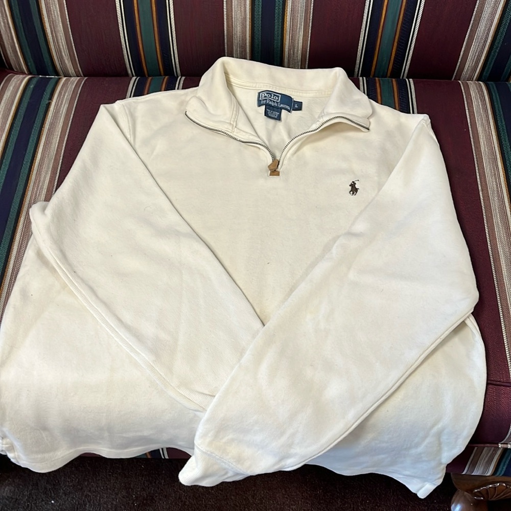 Men’s Polo Ralph Lauren cream sweater. Like new. Size Large